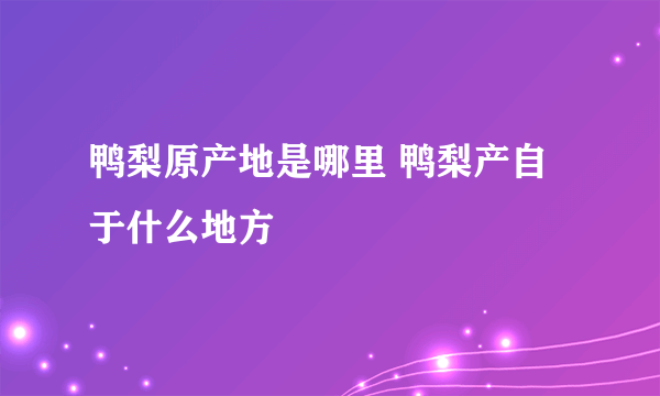 鸭梨原产地是哪里 鸭梨产自于什么地方