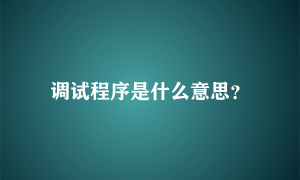 调试程序是什么意思？