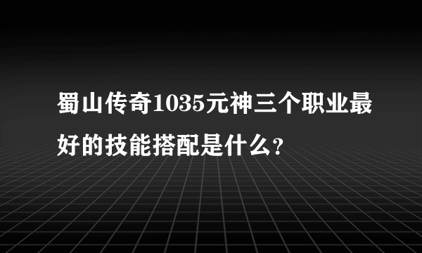 蜀山传奇1035元神三个职业最好的技能搭配是什么？