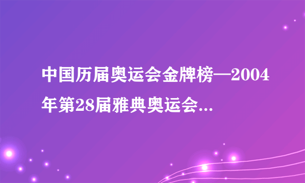 中国历届奥运会金牌榜—2004年第28届雅典奥运会中国选手所获奖牌情况