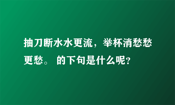 抽刀断水水更流，举杯消愁愁更愁。 的下句是什么呢？