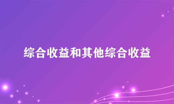 综合收益和其他综合收益