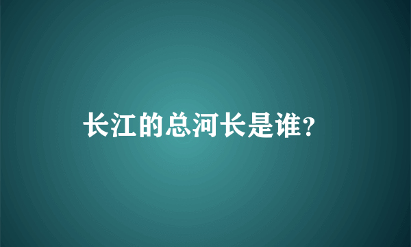 长江的总河长是谁？