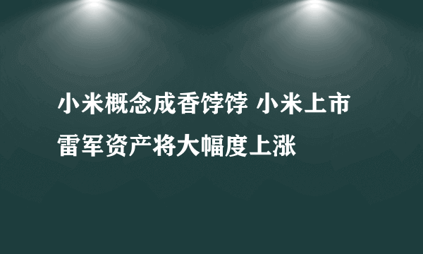 小米概念成香饽饽 小米上市雷军资产将大幅度上涨