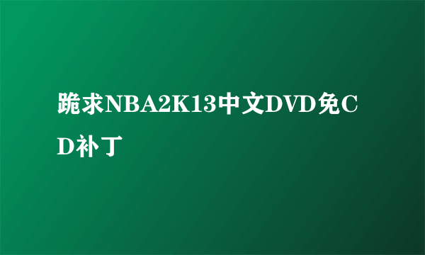 跪求NBA2K13中文DVD免CD补丁