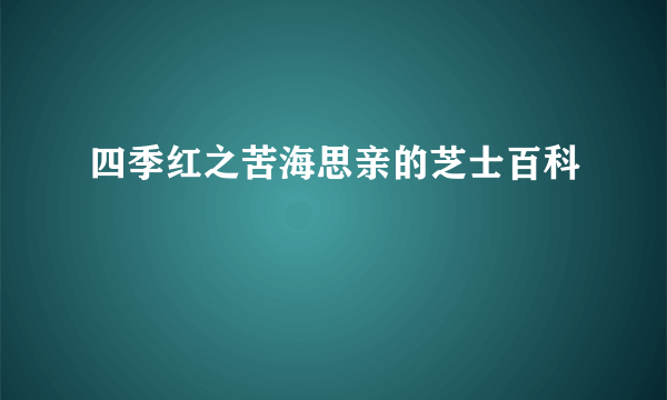 四季红之苦海思亲的芝士百科