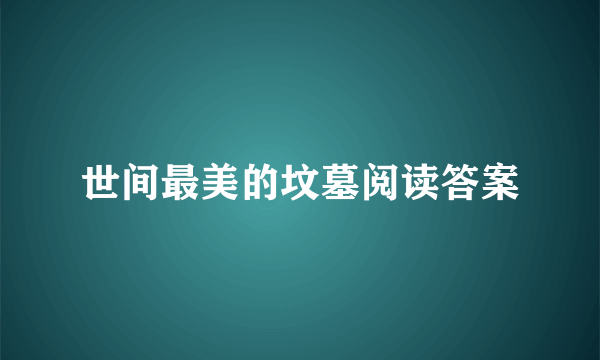 世间最美的坟墓阅读答案