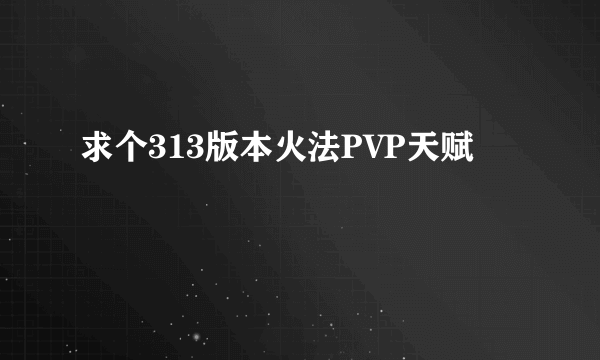 求个313版本火法PVP天赋