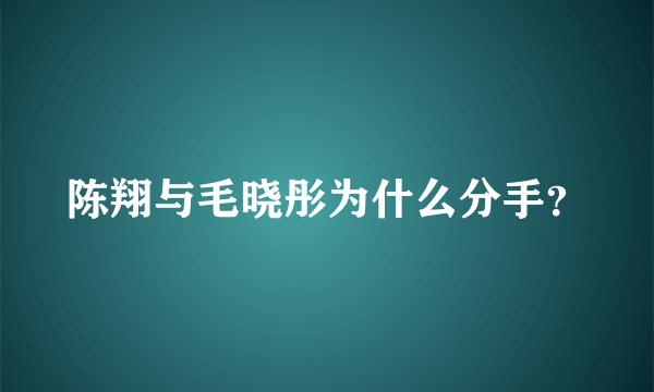 陈翔与毛晓彤为什么分手？