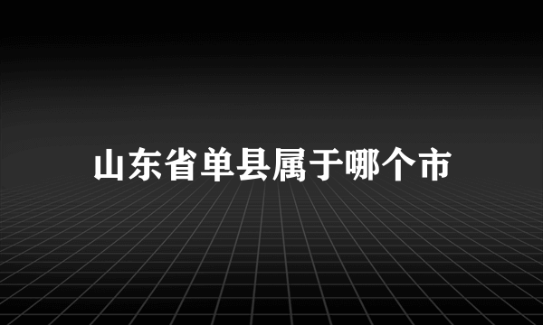 山东省单县属于哪个市