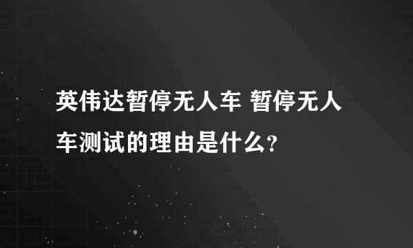 英伟达暂停无人车 暂停无人车测试的理由是什么？