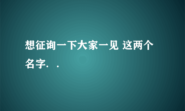 想征询一下大家一见 这两个名字．．