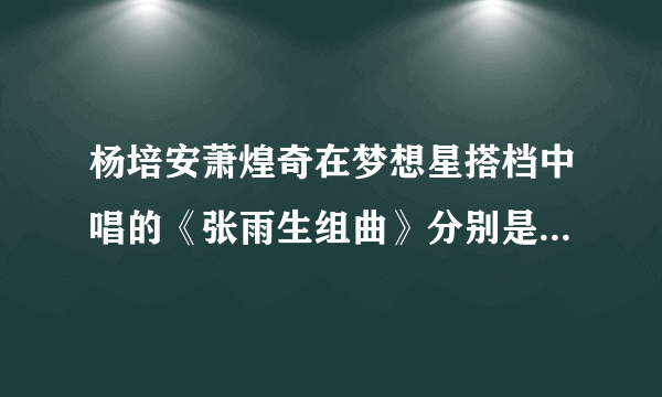 杨培安萧煌奇在梦想星搭档中唱的《张雨生组曲》分别是哪几首张雨生的歌？