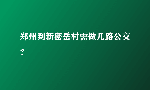 郑州到新密岳村需做几路公交？