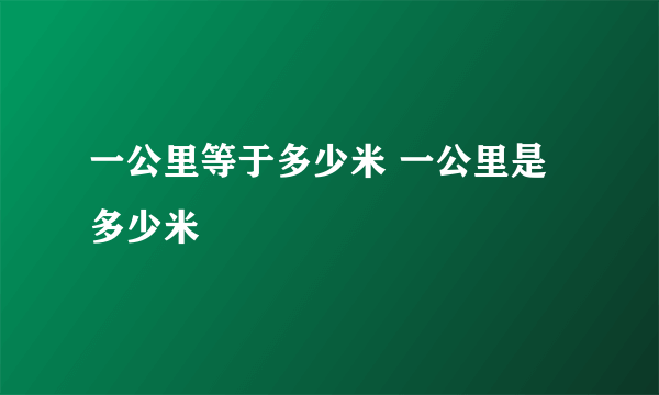 一公里等于多少米 一公里是多少米