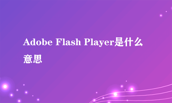 Adobe Flash Player是什么意思