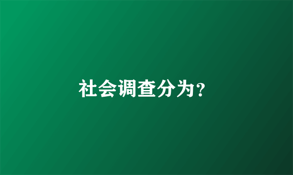 社会调查分为？