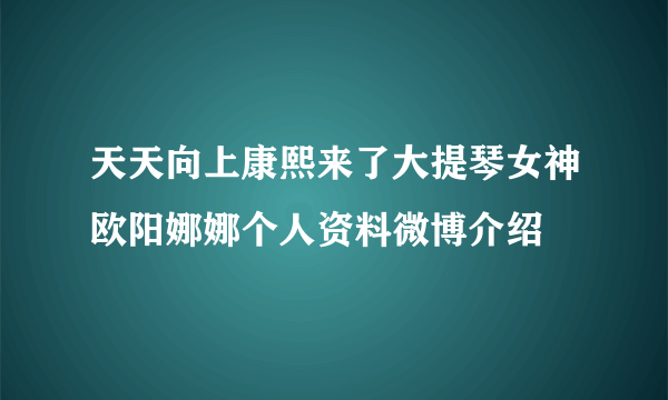 天天向上康熙来了大提琴女神欧阳娜娜个人资料微博介绍