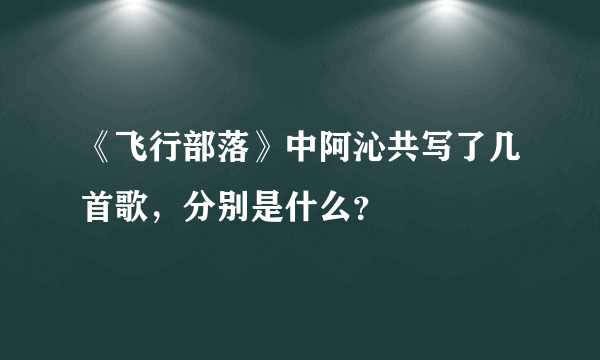 《飞行部落》中阿沁共写了几首歌，分别是什么？