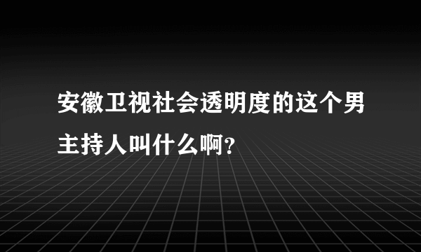 安徽卫视社会透明度的这个男主持人叫什么啊？