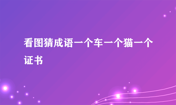 看图猜成语一个车一个猫一个证书