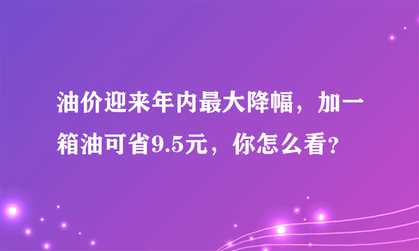 油价迎来年内最大降幅，加一箱油可省9.5元，你怎么看？