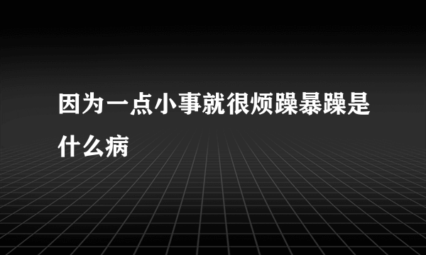 因为一点小事就很烦躁暴躁是什么病