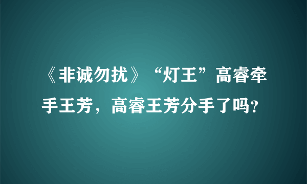 《非诚勿扰》“灯王”高睿牵手王芳，高睿王芳分手了吗？