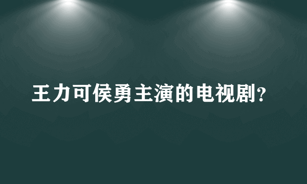 王力可侯勇主演的电视剧？