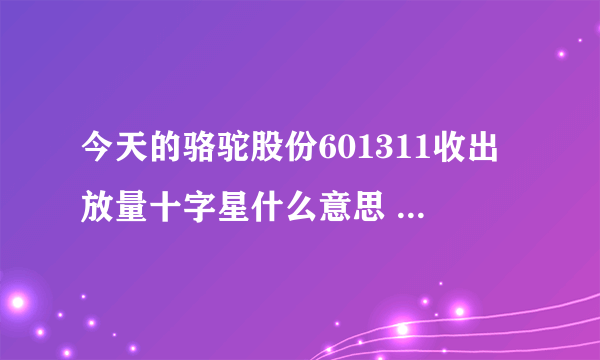 今天的骆驼股份601311收出放量十字星什么意思 请高手指点