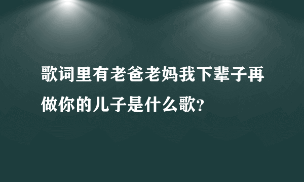 歌词里有老爸老妈我下辈子再做你的儿子是什么歌？