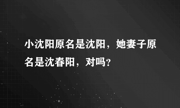 小沈阳原名是沈阳，她妻子原名是沈春阳，对吗？