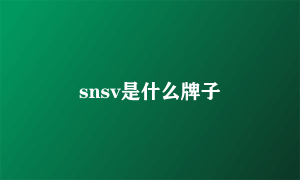 snsv是什么牌子