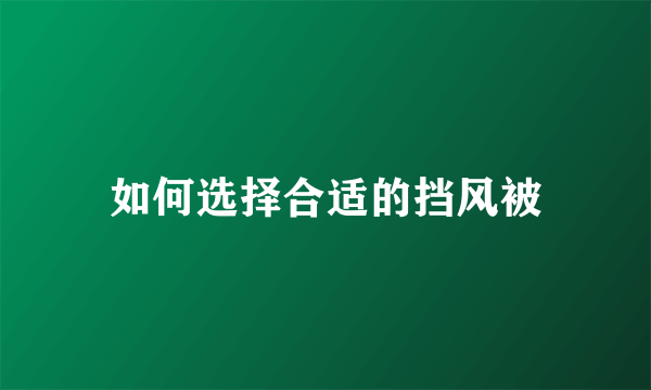 如何选择合适的挡风被