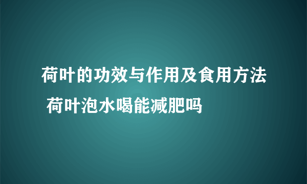 荷叶的功效与作用及食用方法 荷叶泡水喝能减肥吗