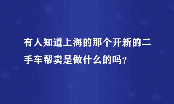 有人知道上海的那个开新的二手车帮卖是做什么的吗？