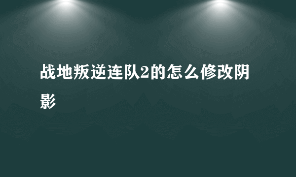 战地叛逆连队2的怎么修改阴影