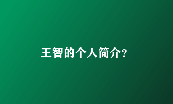 王智的个人简介？