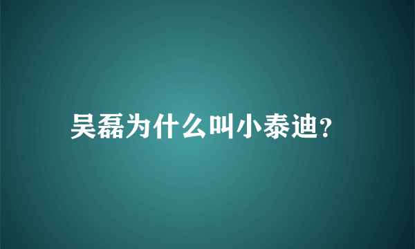 吴磊为什么叫小泰迪？