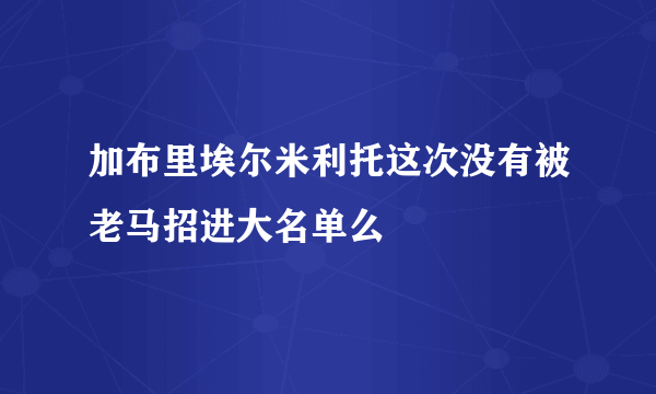 加布里埃尔米利托这次没有被老马招进大名单么