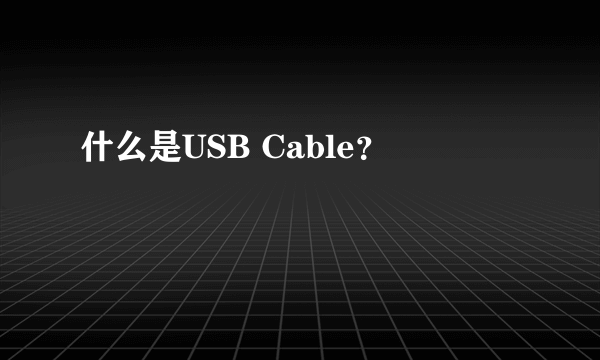 什么是USB Cable？