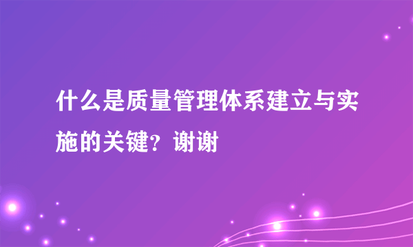 什么是质量管理体系建立与实施的关键？谢谢