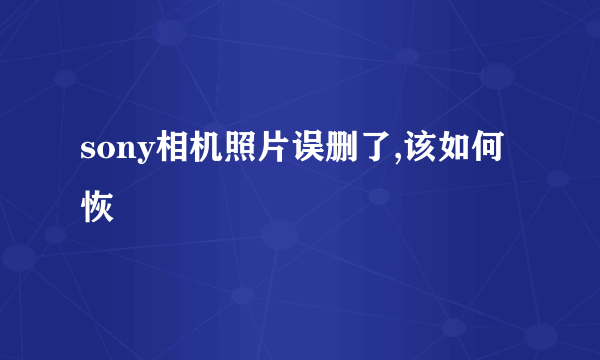 sony相机照片误删了,该如何恢復