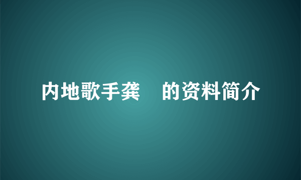 内地歌手龚玥的资料简介