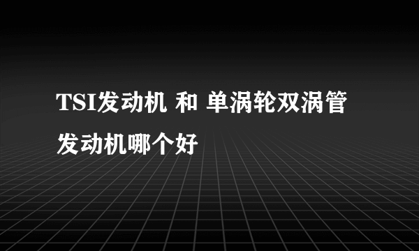 TSI发动机 和 单涡轮双涡管发动机哪个好