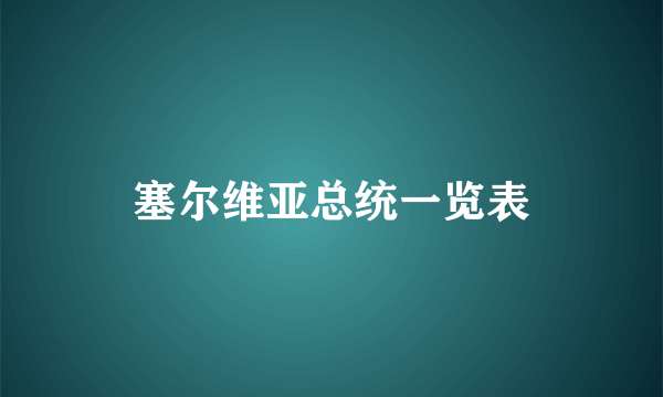 塞尔维亚总统一览表