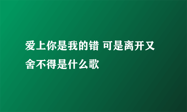 爱上你是我的错 可是离开又舍不得是什么歌