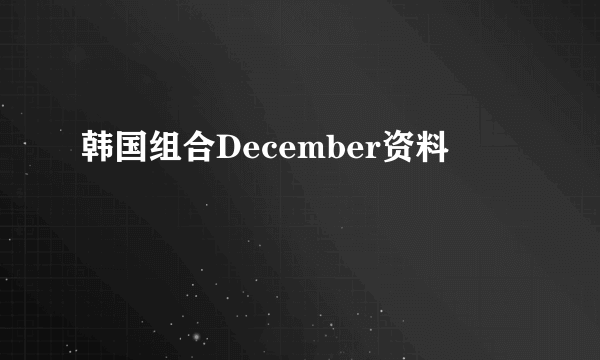 韩国组合December资料