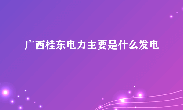 广西桂东电力主要是什么发电