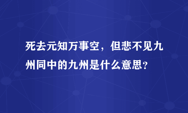 死去元知万事空，但悲不见九州同中的九州是什么意思？